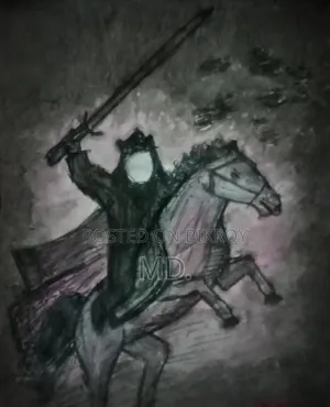 Drawing of a HORSE RIDER Who Is Fighting.
