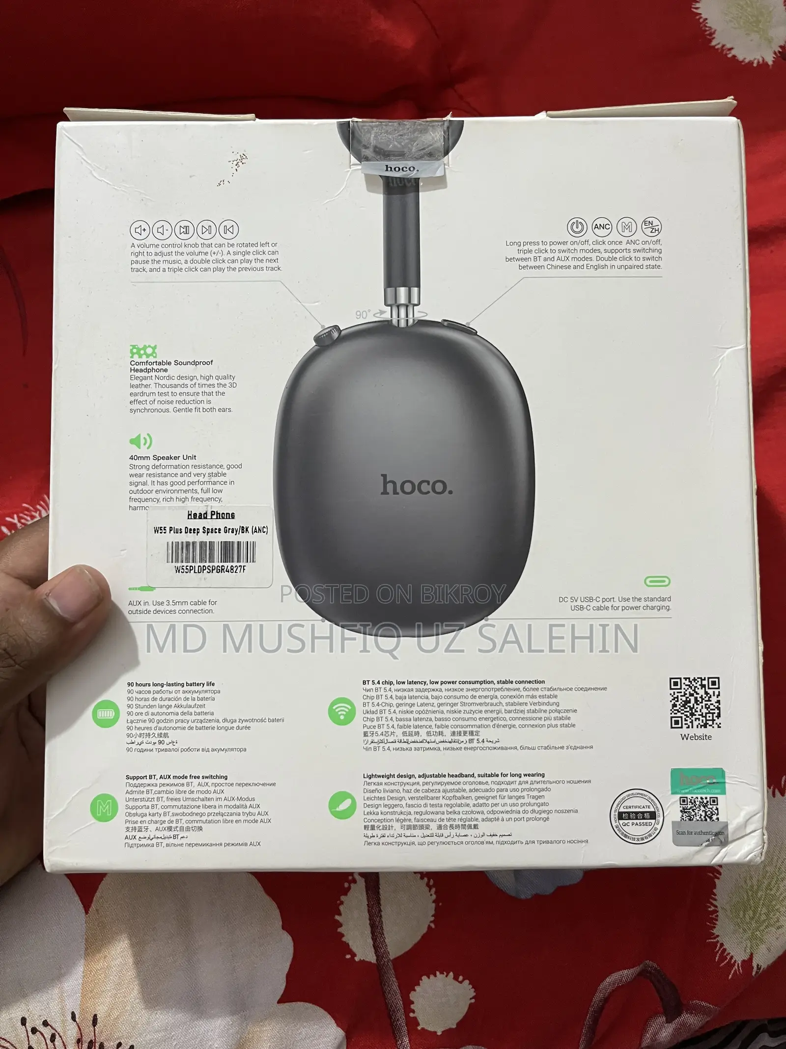 Hoco W55 Plus ANC Wireless Headphone