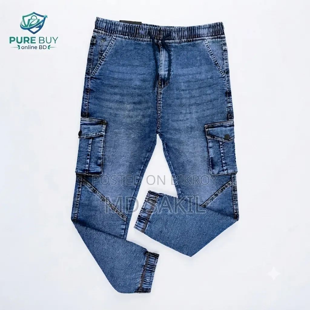 ডেনিম কার্গো ব্যাগী প্যান্ট, ফেব্রিক্স:
 Sizes: 30,31,32,33,34,36