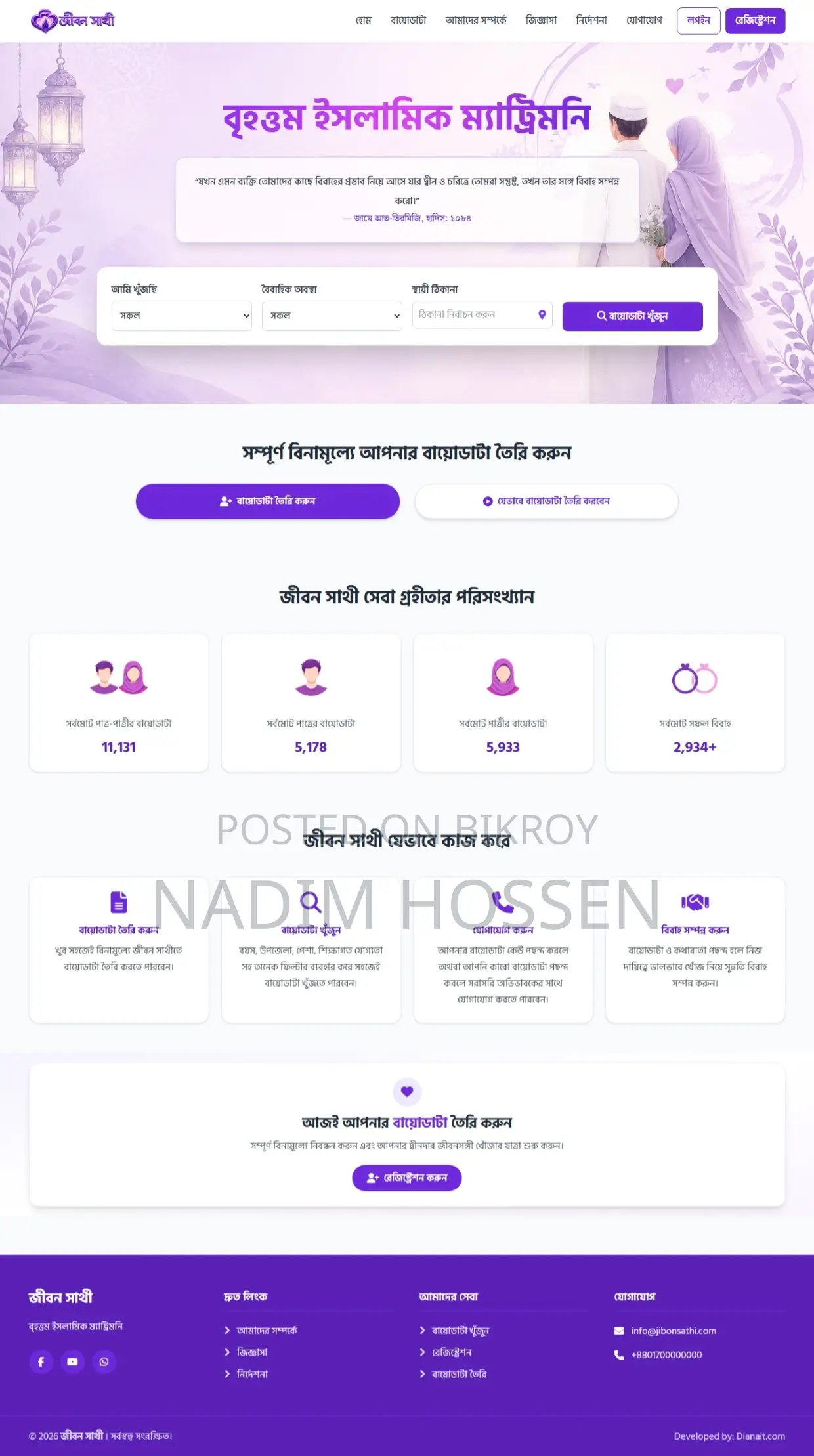 প্রফেশনাল ম্যাট্রিমোনি (বিয়ের) ওয়েবসাইট