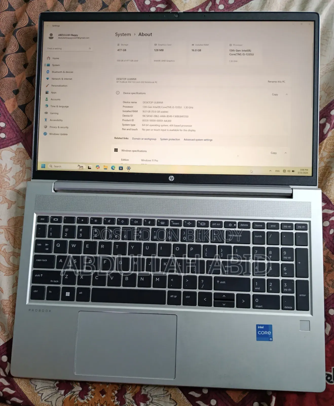 Laptop HP ProBook 450 G9 16GB Intel Core I5 SSD 512GB