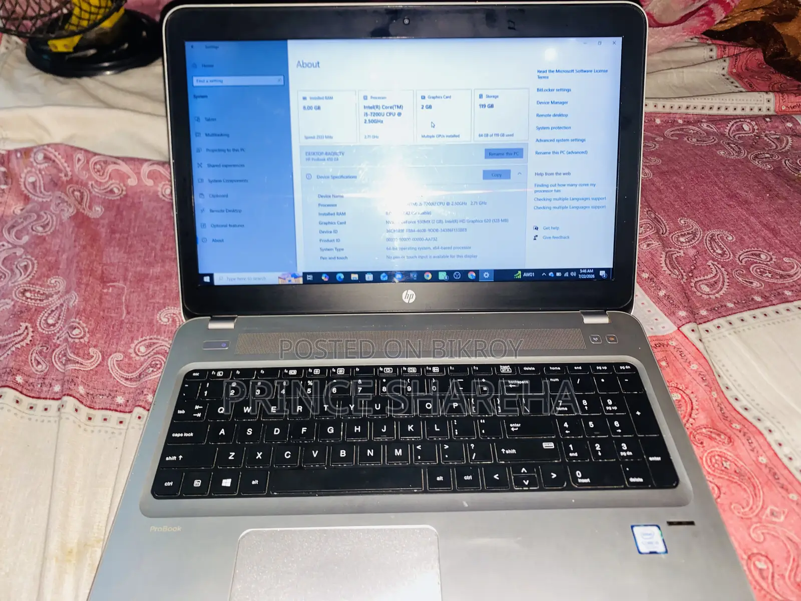 Laptop HP ProBook 450 G4 8GB Intel Core i5 SSD 128GB