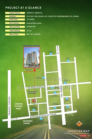 3 Bedroom Apartment in Genetic Serenita, Basundhara for sale