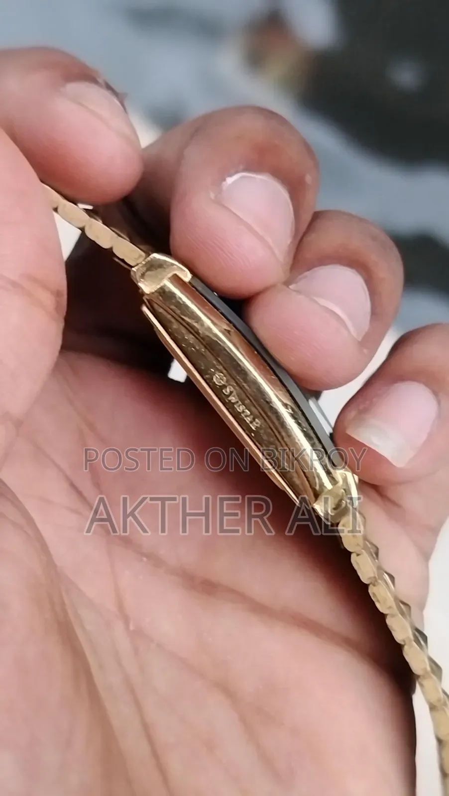 Swistar Swiss Quartz 9570M Gold-Plated Rectangle Dress Watch
