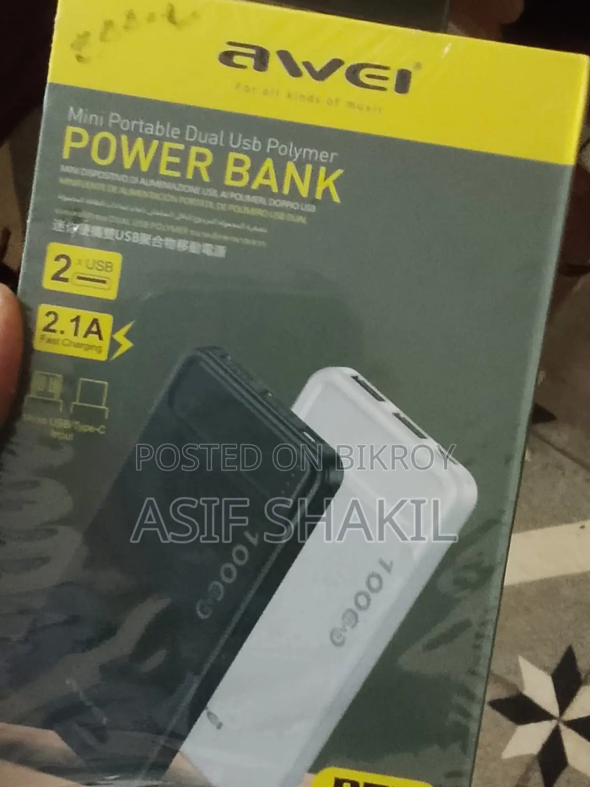 Awei P6K 20000mAh Power Bank – Dual USB Fast Charging