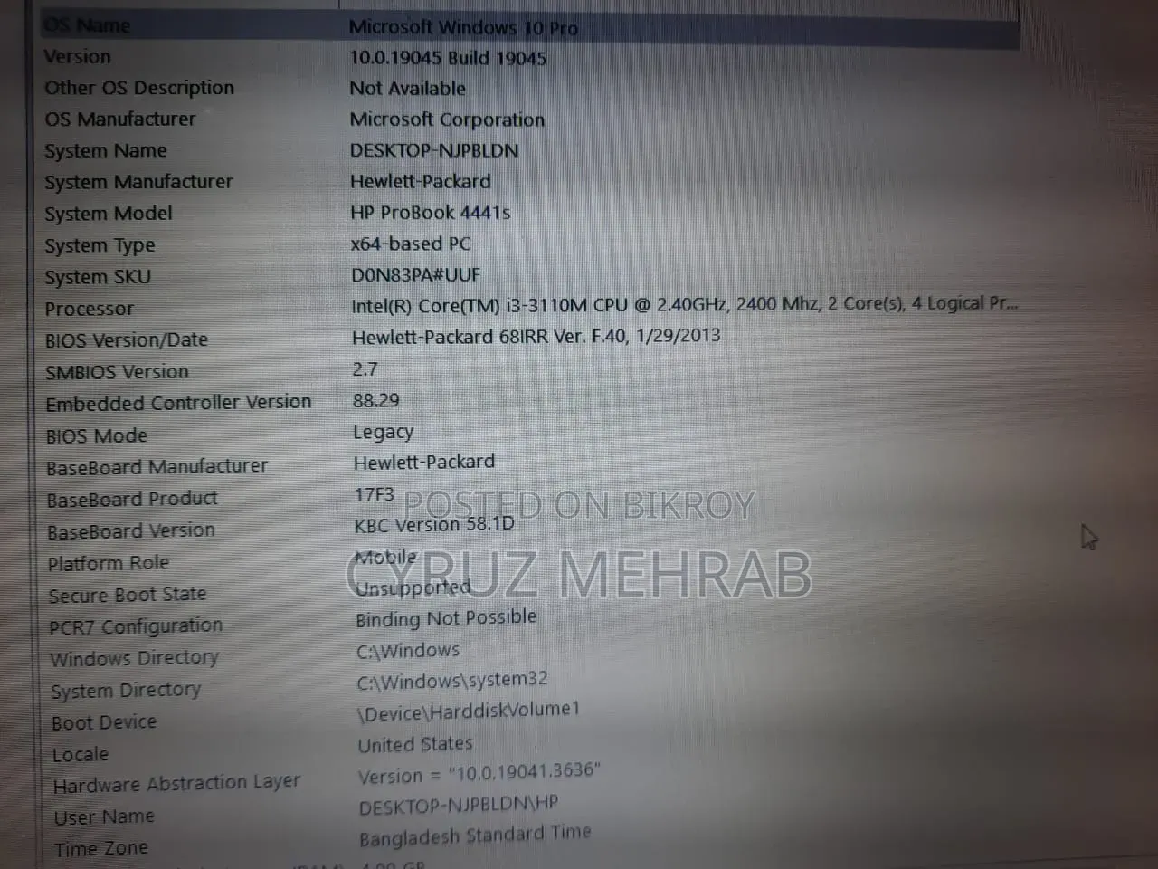Laptop HP ProBook 4441S 4GB Intel Core I3 HDD 320GB