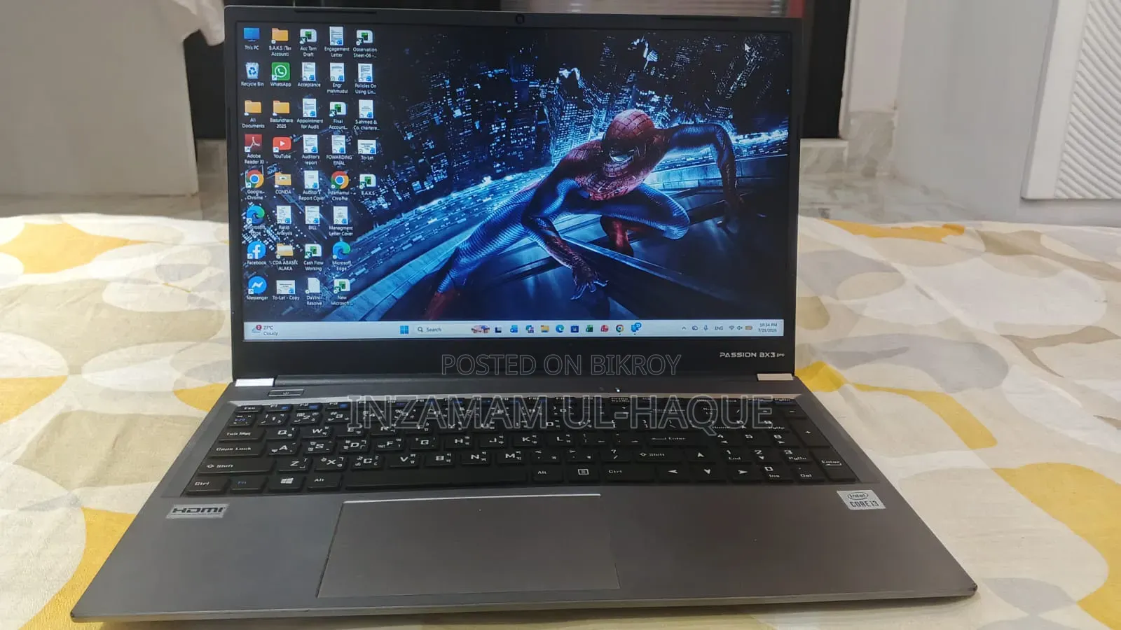 ল্যাপটপ ৮জিবি ইন্টেল কোর আই৩ এসএসডি ৫১২জিবি