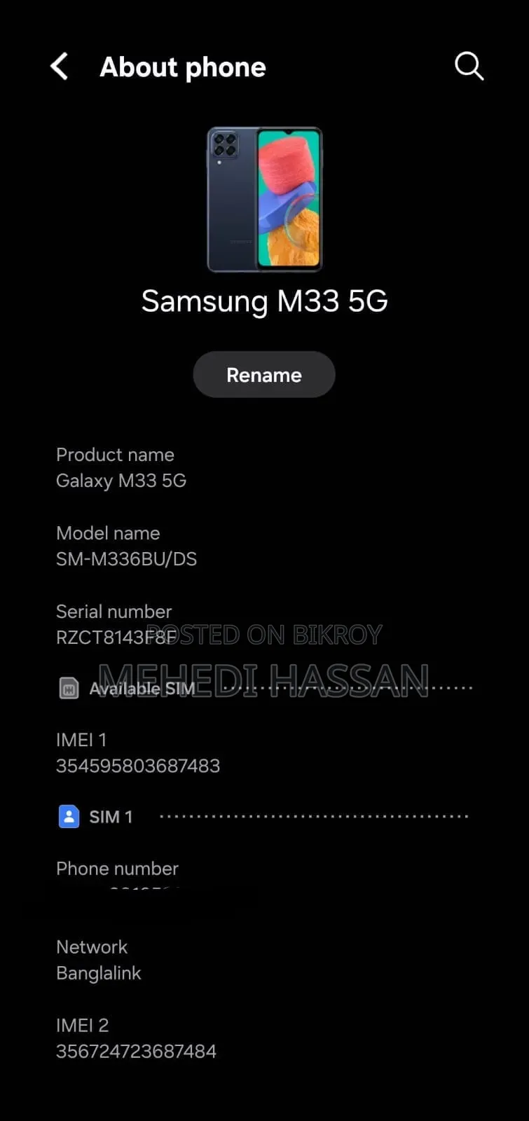 Samsung Galaxy M33 5G 128 GB Blue