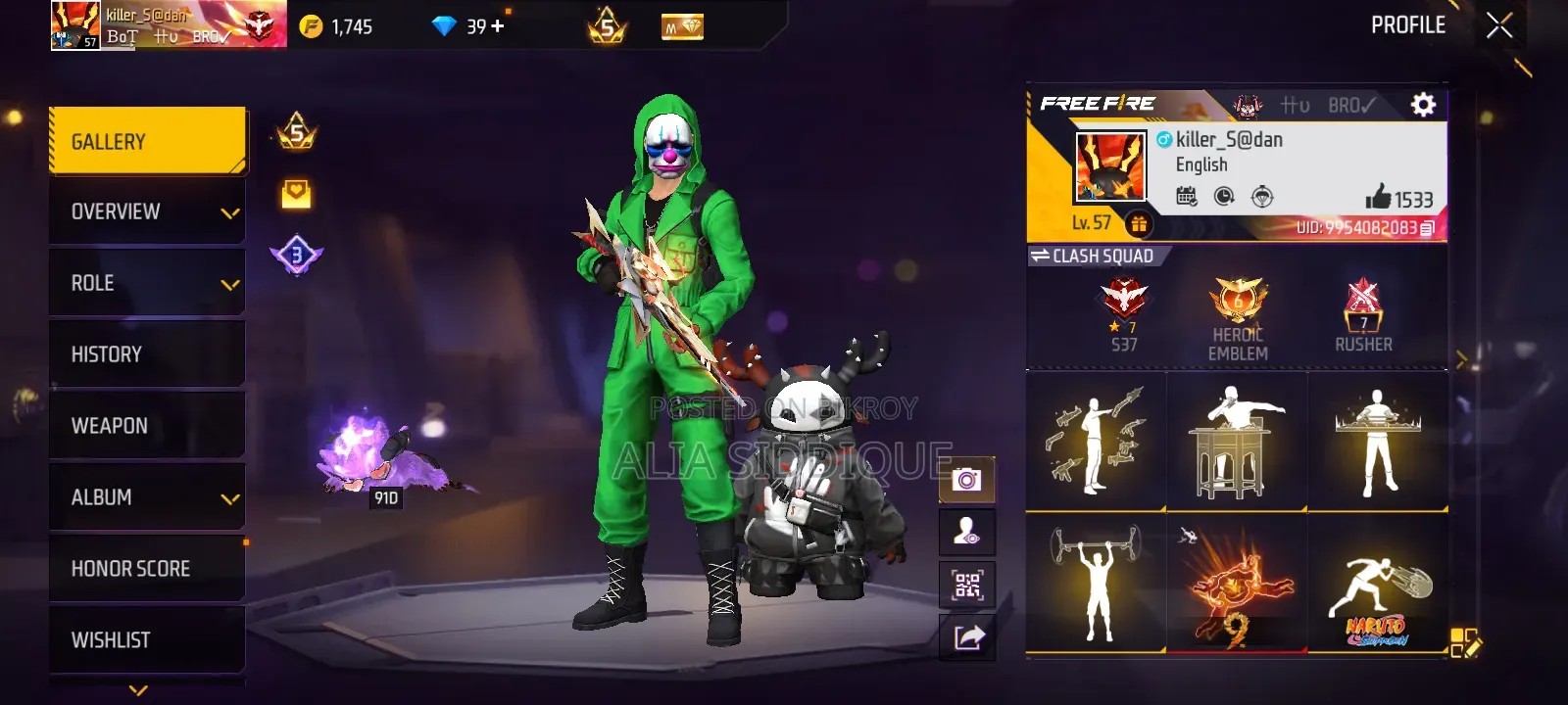 Free Fire Id Level-57 (Hand to Hand Sell Available)