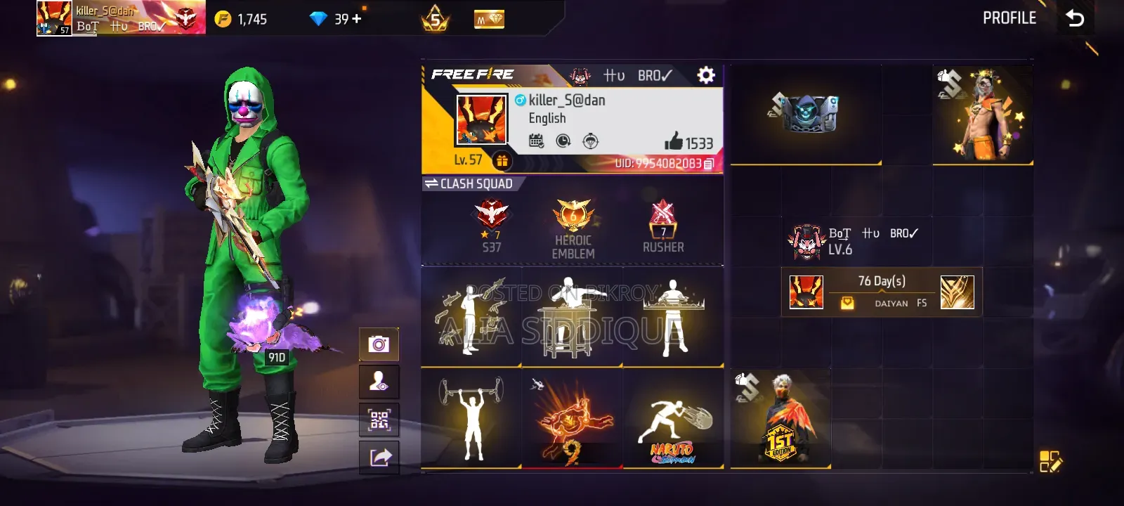 Free Fire Id Level-57 (Hand to Hand Sell Available)