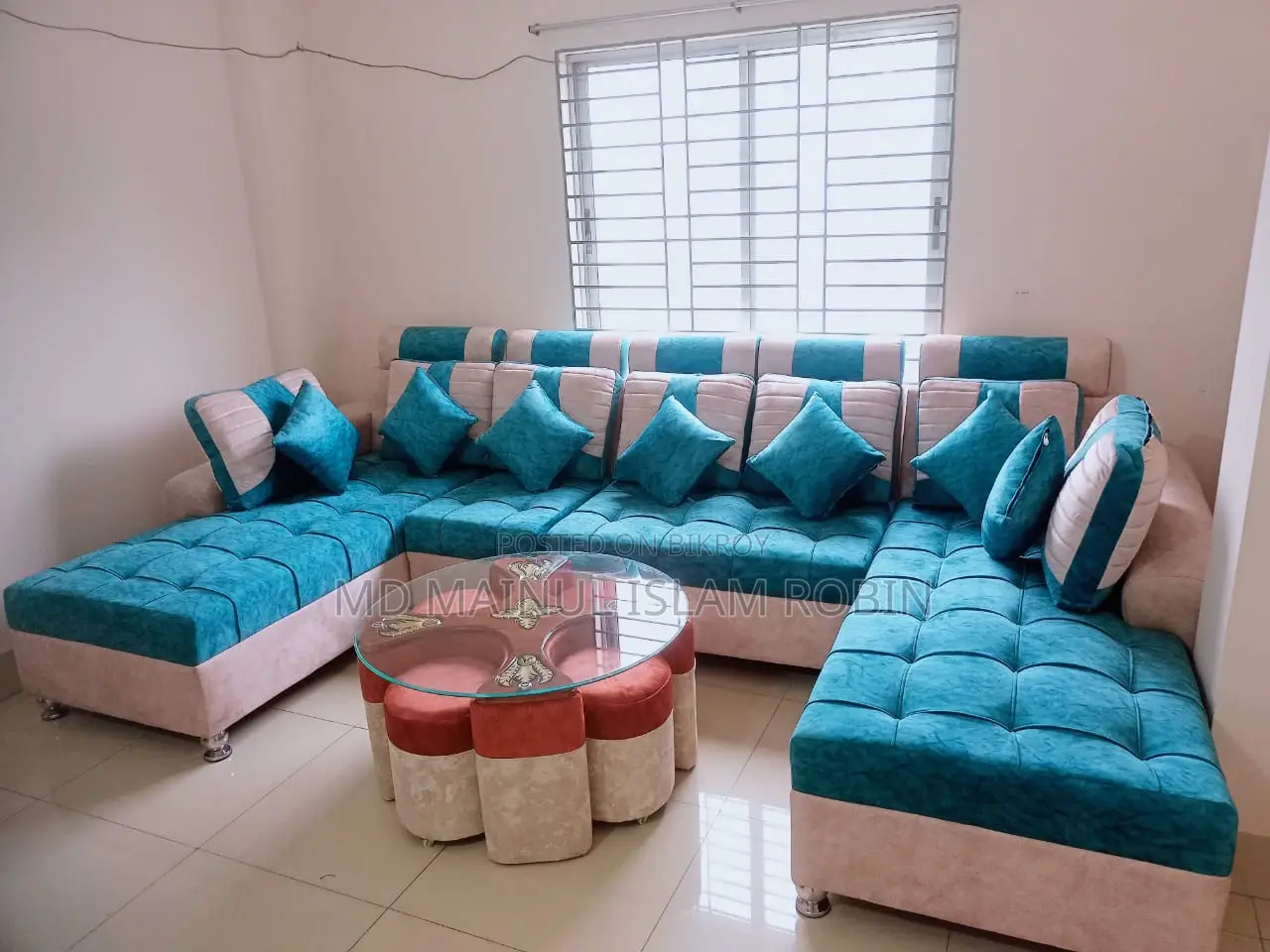 Modern U-Shape Corner Sofa Set Glass CenterTable | Excellent Condition