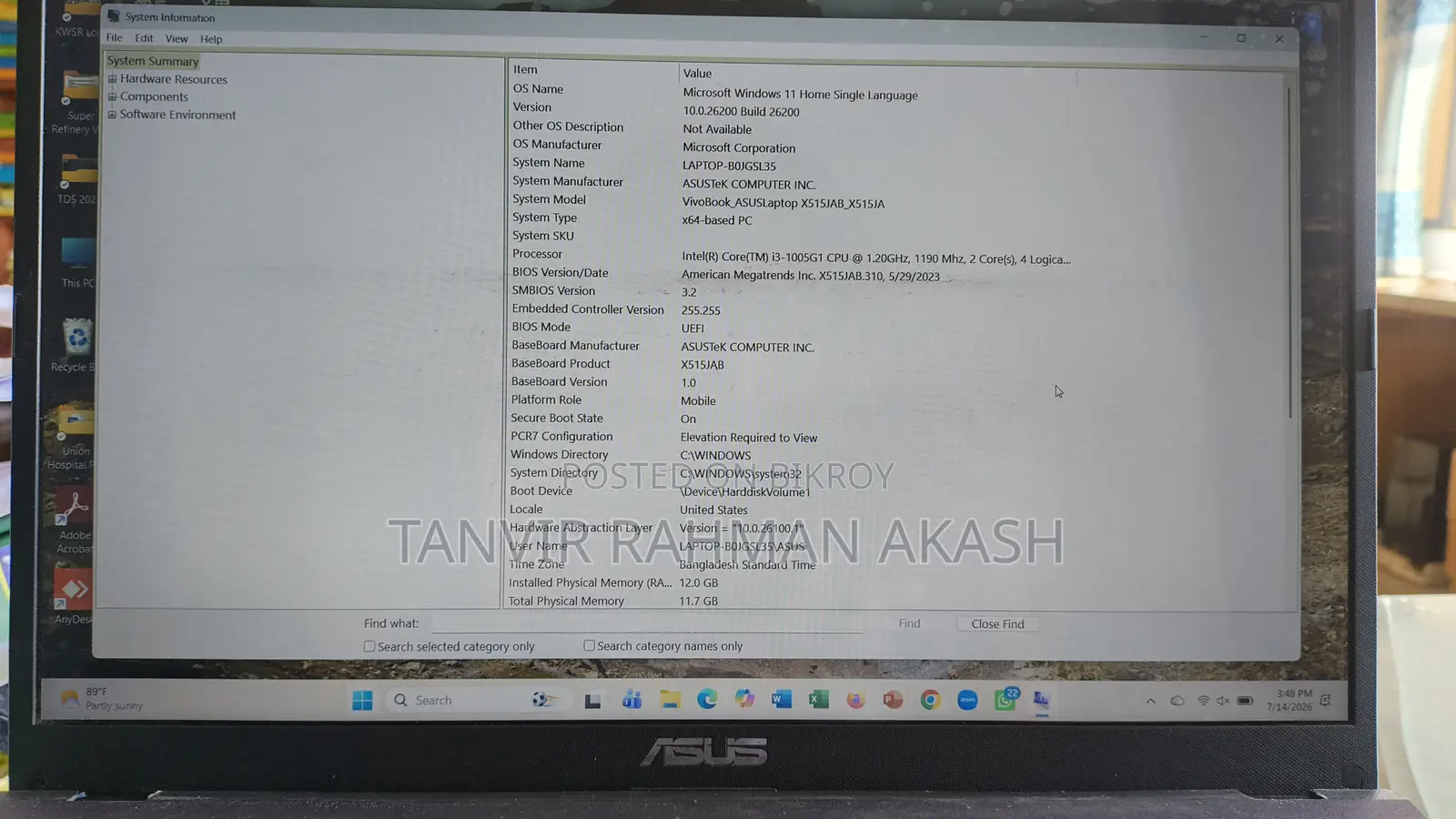 Laptop ASUS VivoBook 15 X510UQ 12GB Intel Core I3 SSD 512GB