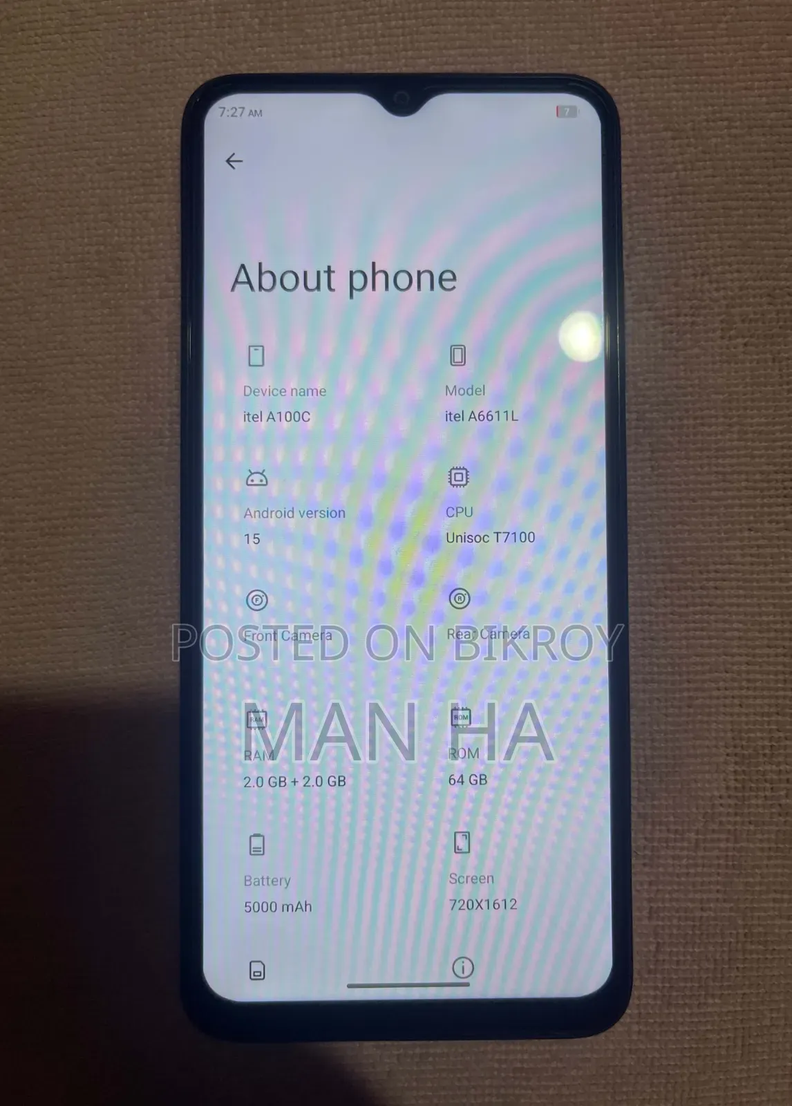 নতুন আইটেল এ১০০সি ৬৪ জিবি ব্ল্যাক