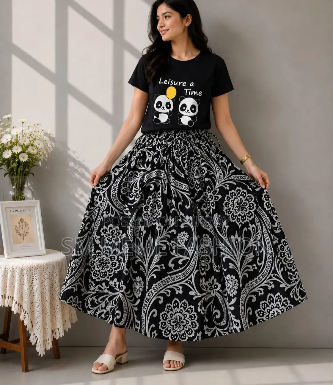 Linen Skirt and Tshirt Set