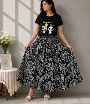 Linen Skirt and T-Shirt Set