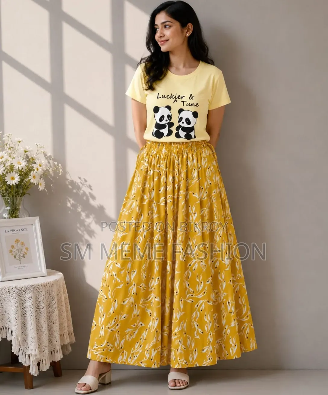 Linen Skirt and Tshirt Set