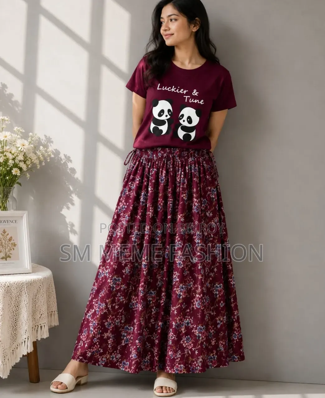Linen Skirt and Tshirt Set
