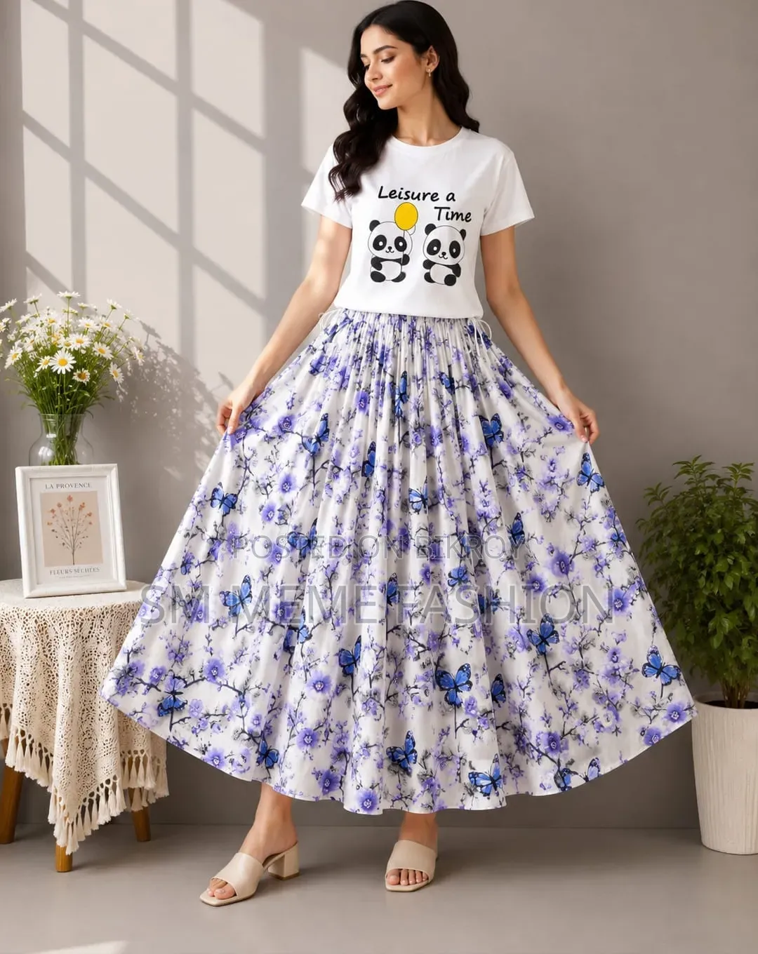 Linen Skirt and Tshirt Set