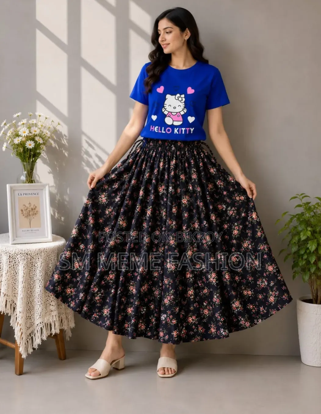 Linen Skirt and Tshirt Set