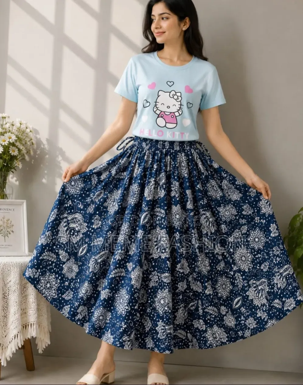 Linen Skirt and Tshirt Set