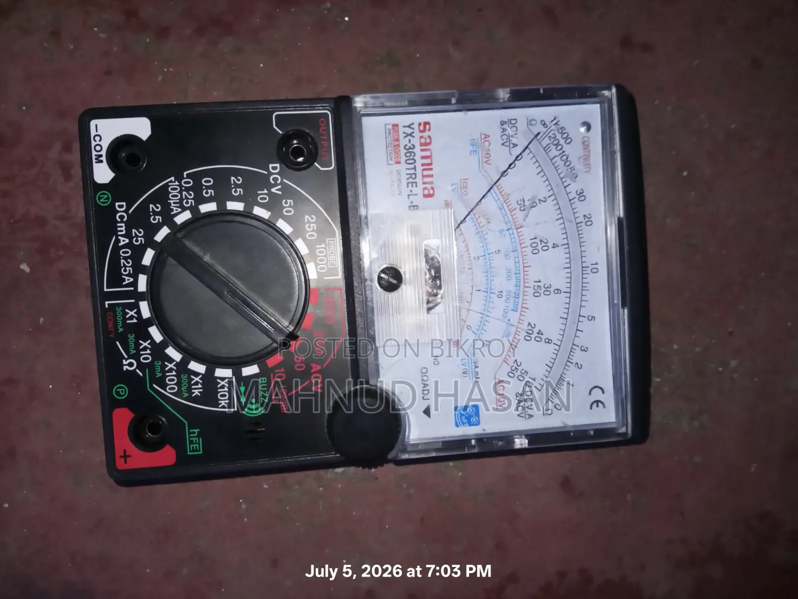 Sanwa YX‐360TRE‐L.B অ্যানালগ মাল্টিমিটার (AVO মিটার)।