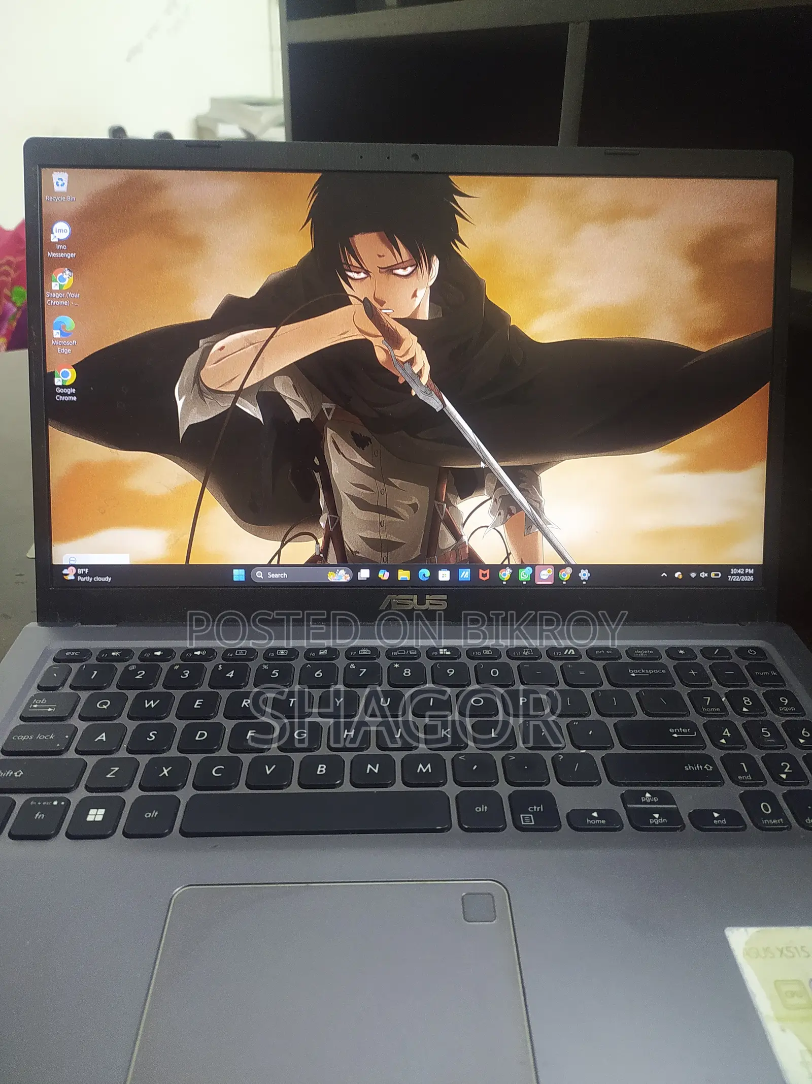 Laptop ASUS Vivobook 15 8GB Intel Core I3 SSD 512GB