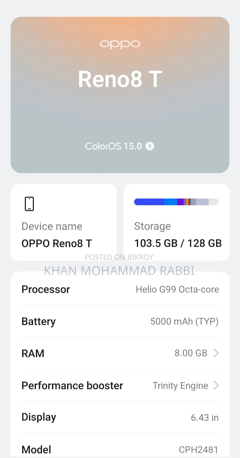 Oppo Reno 8T 128 GB Orange