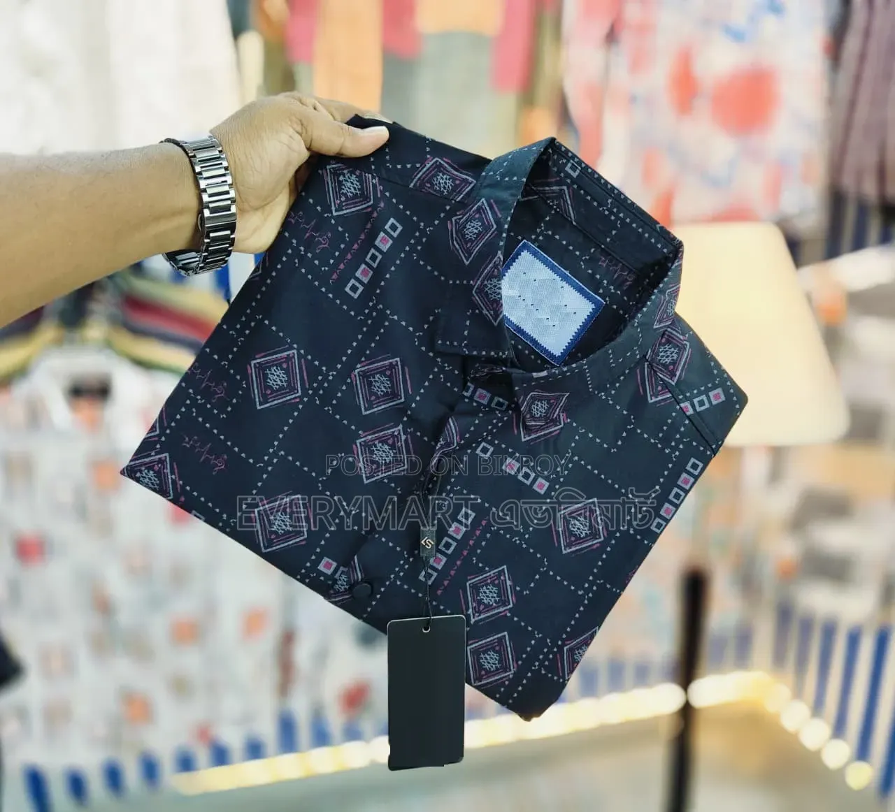 China Pure Black Magnet Cotton Full Sleeve Shirt