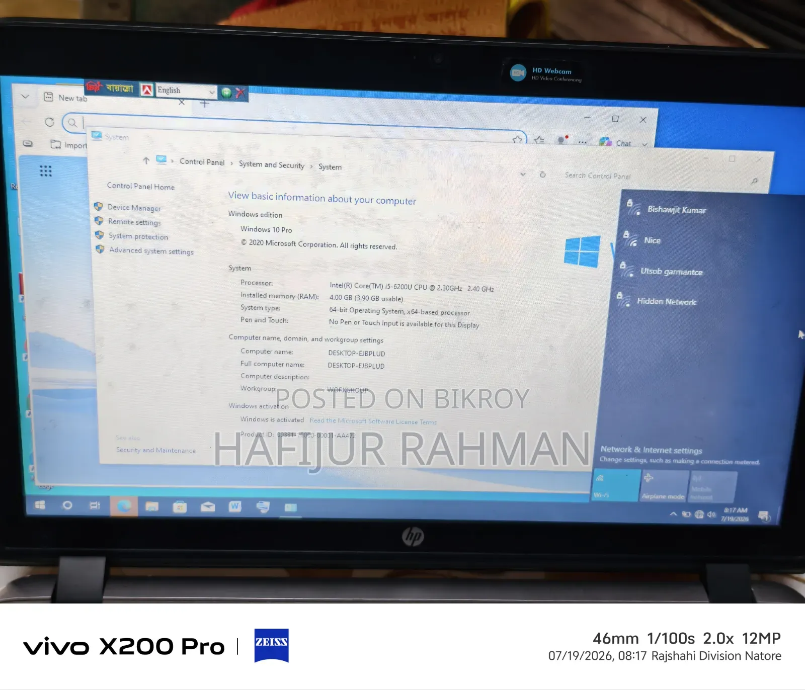 Laptop HP 430 G3 4GB Intel Core I5 SSD 128GB