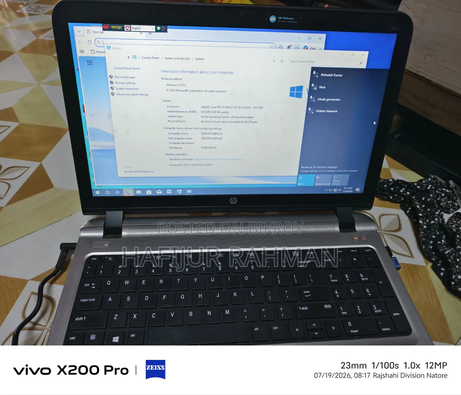 Laptop HP 430 G3 4GB Intel Core I5 SSD 128GB
