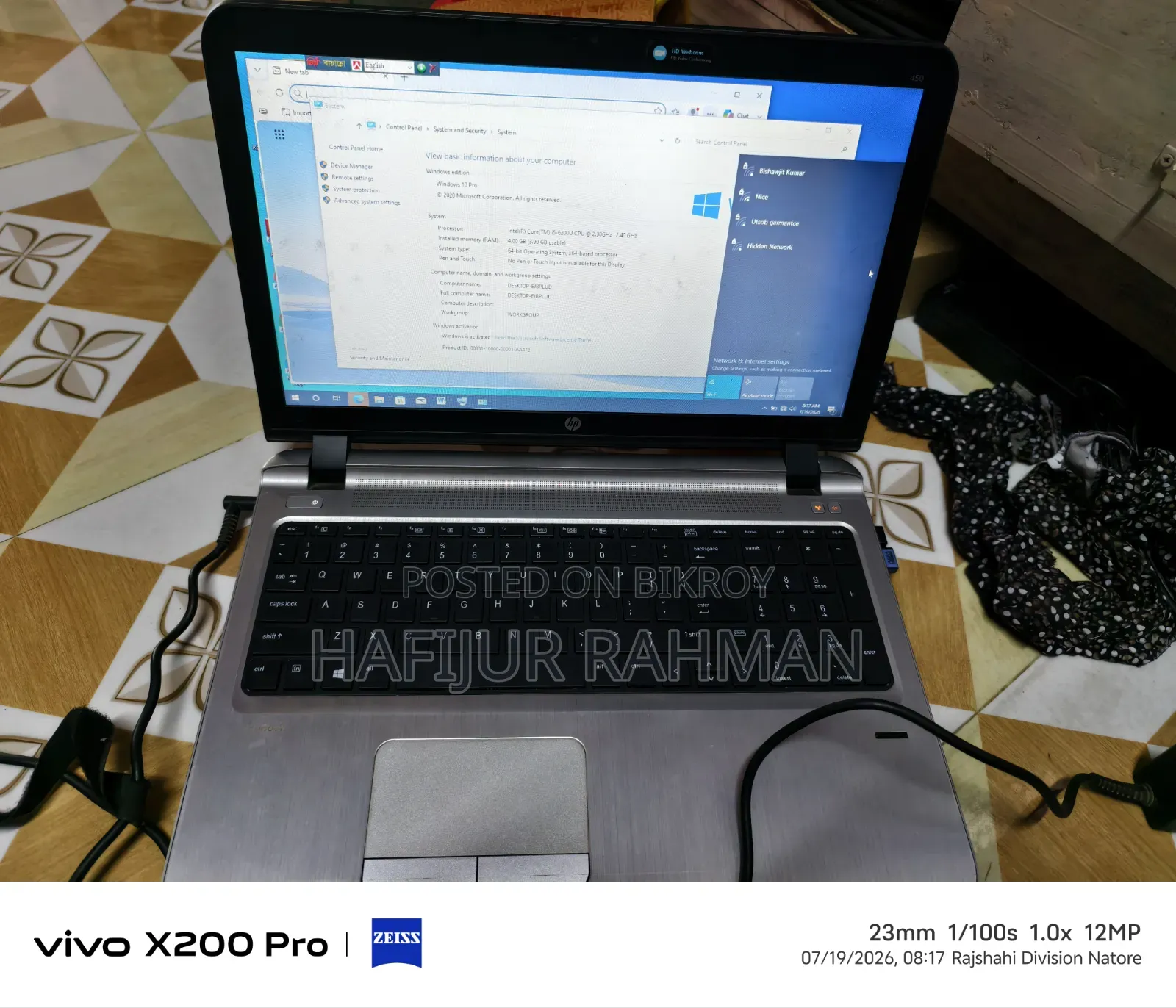 Laptop HP 430 G3 4GB Intel Core I5 SSD 128GB
