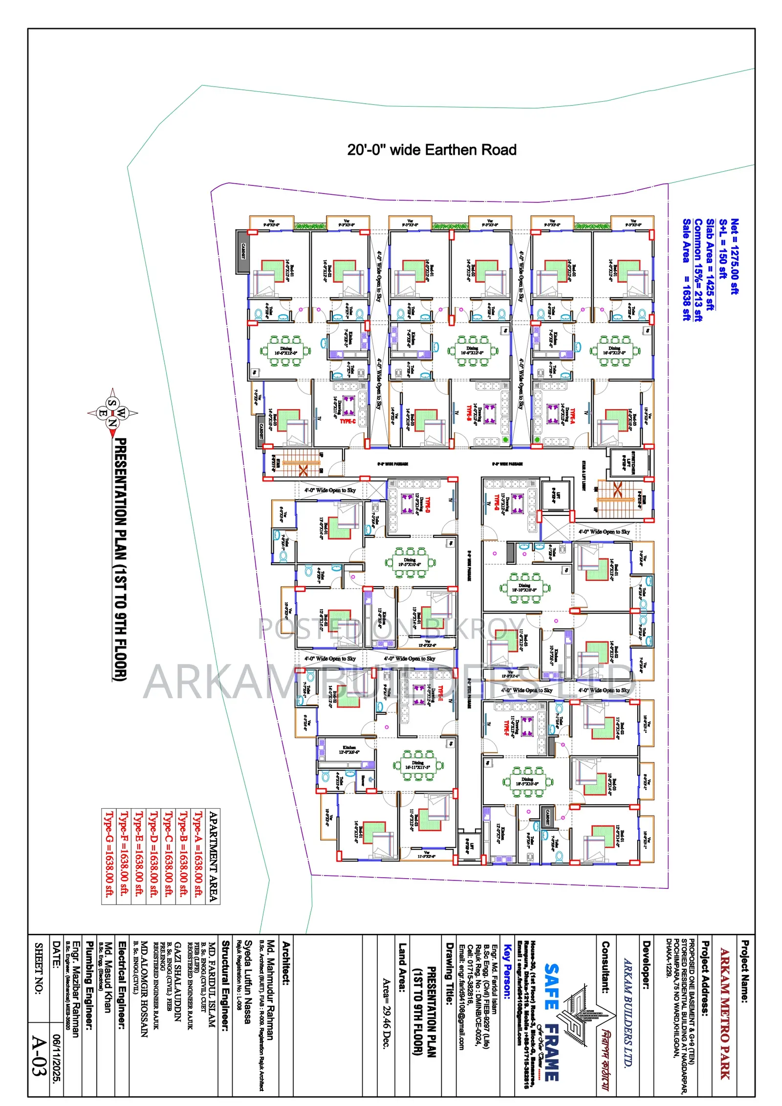 3-Bedroom Apartment in Arkam Metro Park, Banasree for sale