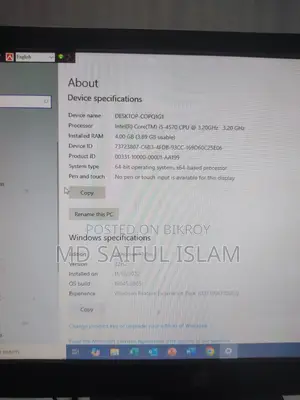 Desktop Computer 4GB Intel Core I5 SSD 128GB
