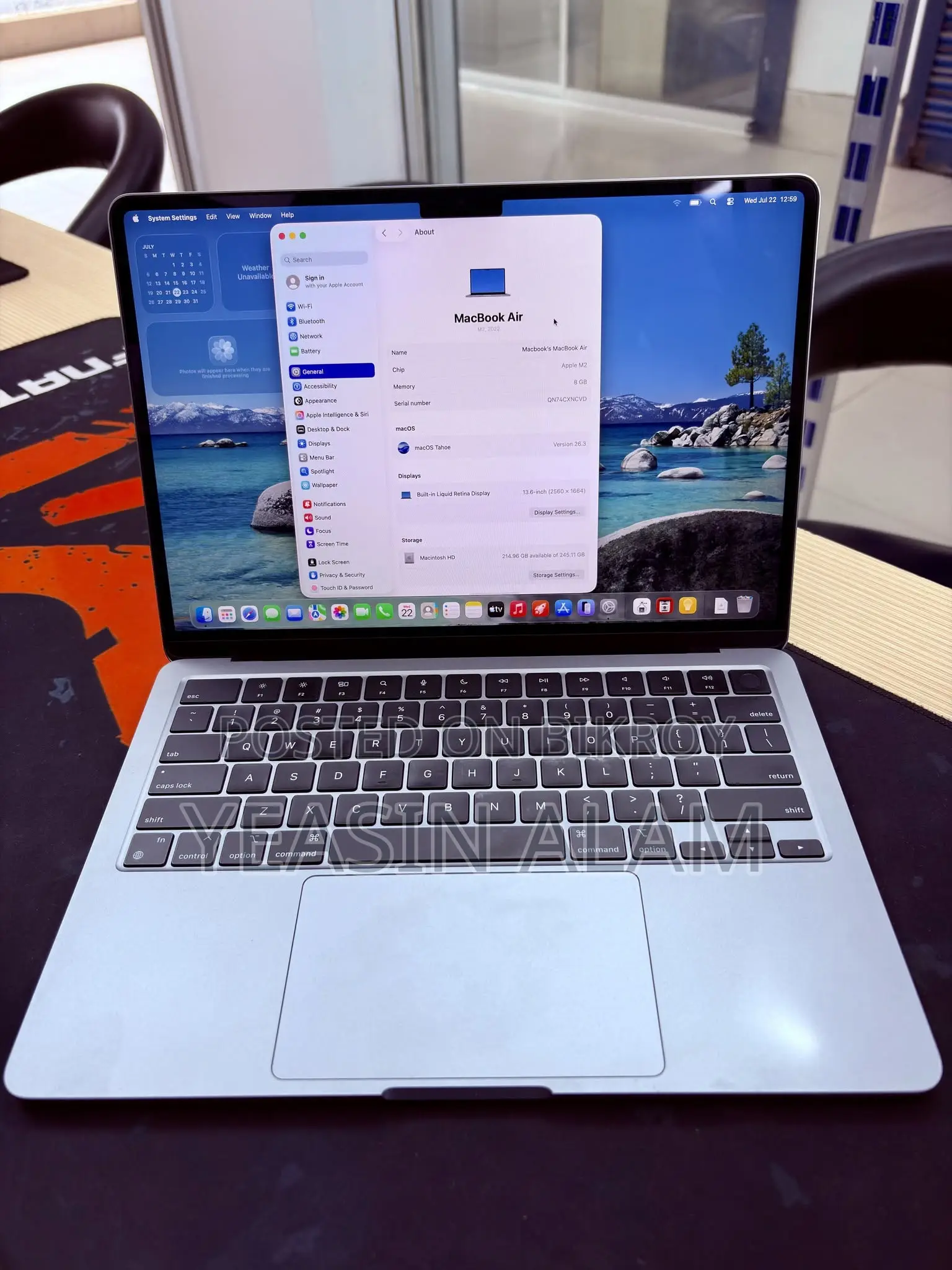 New Laptop Apple MacBook Air 2022 M2 8GB Apple M2 SSD 256GB