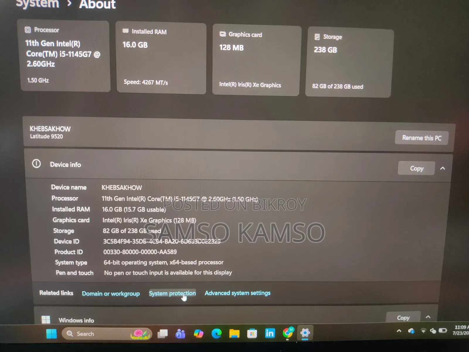 Laptop Dell Latitude 9520 16GB Intel Core i5 SSD 256GB