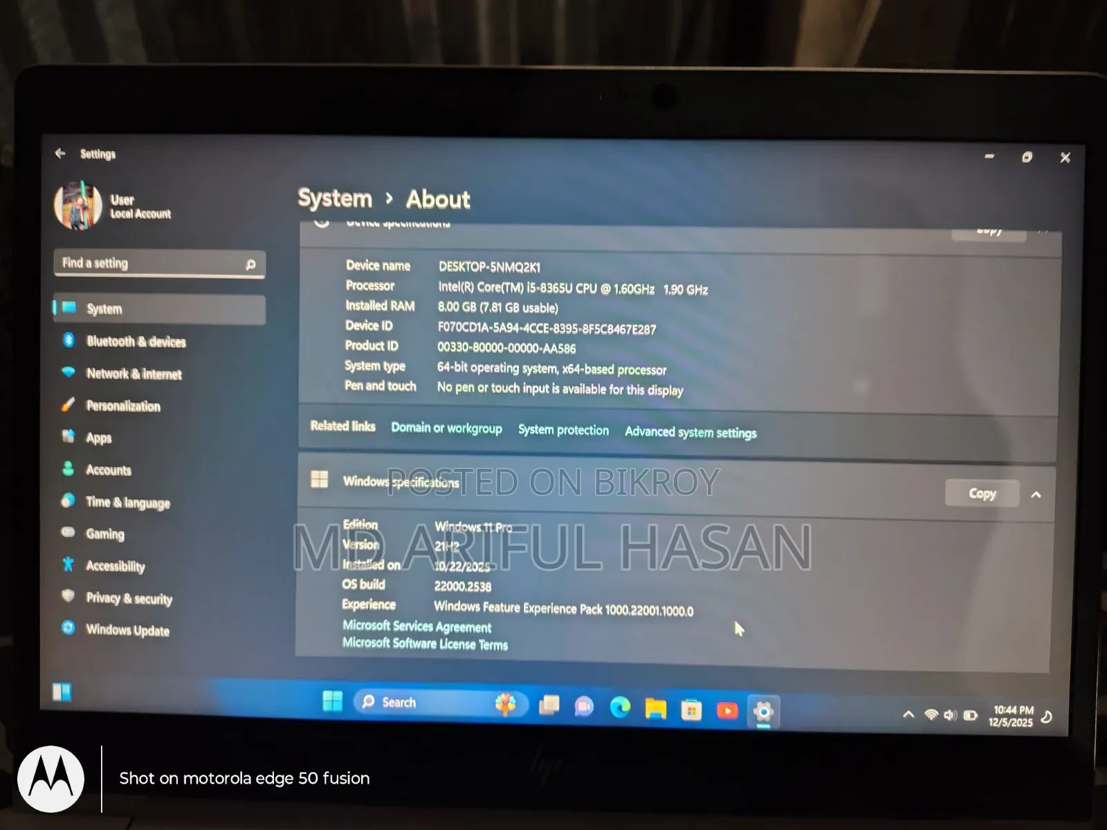 Laptop HP EliteBook 840 G8 8GB Intel Core i5 SSD 256GB