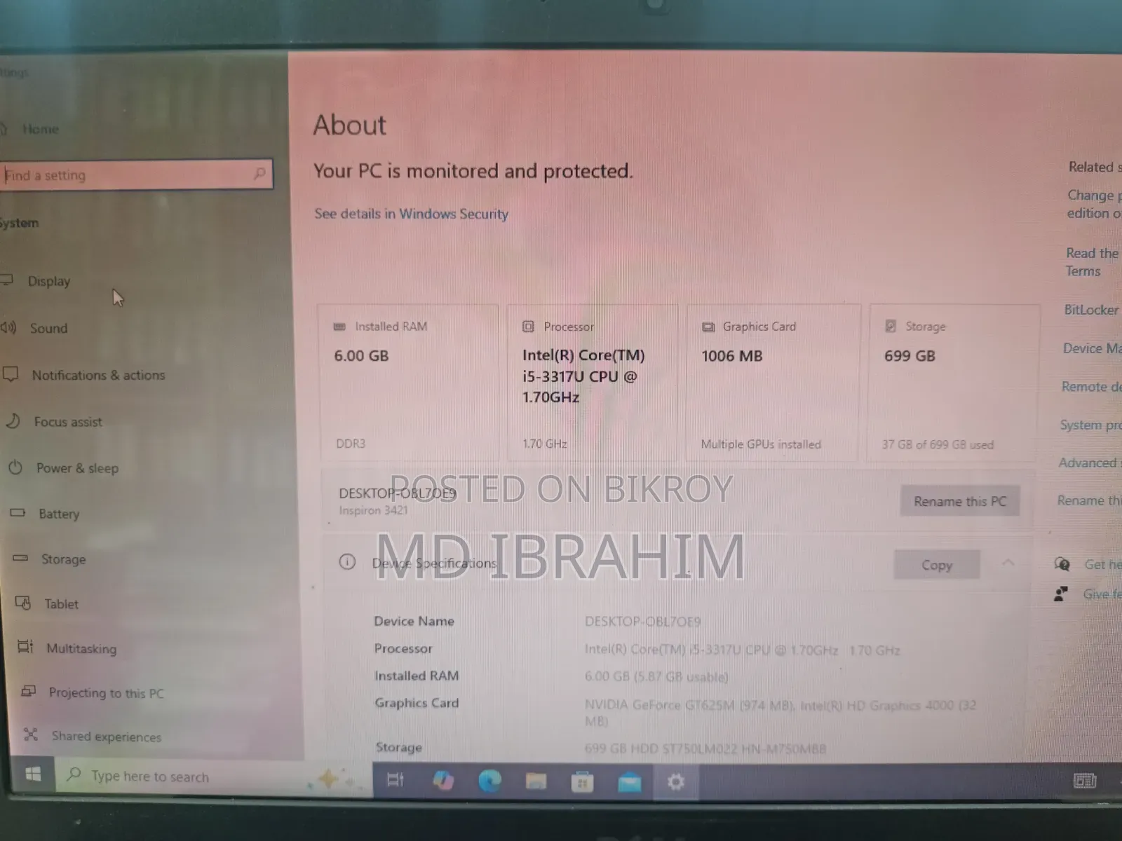 Laptop Dell Inspiron 14 6GB Intel Core i5 HDD 700GB