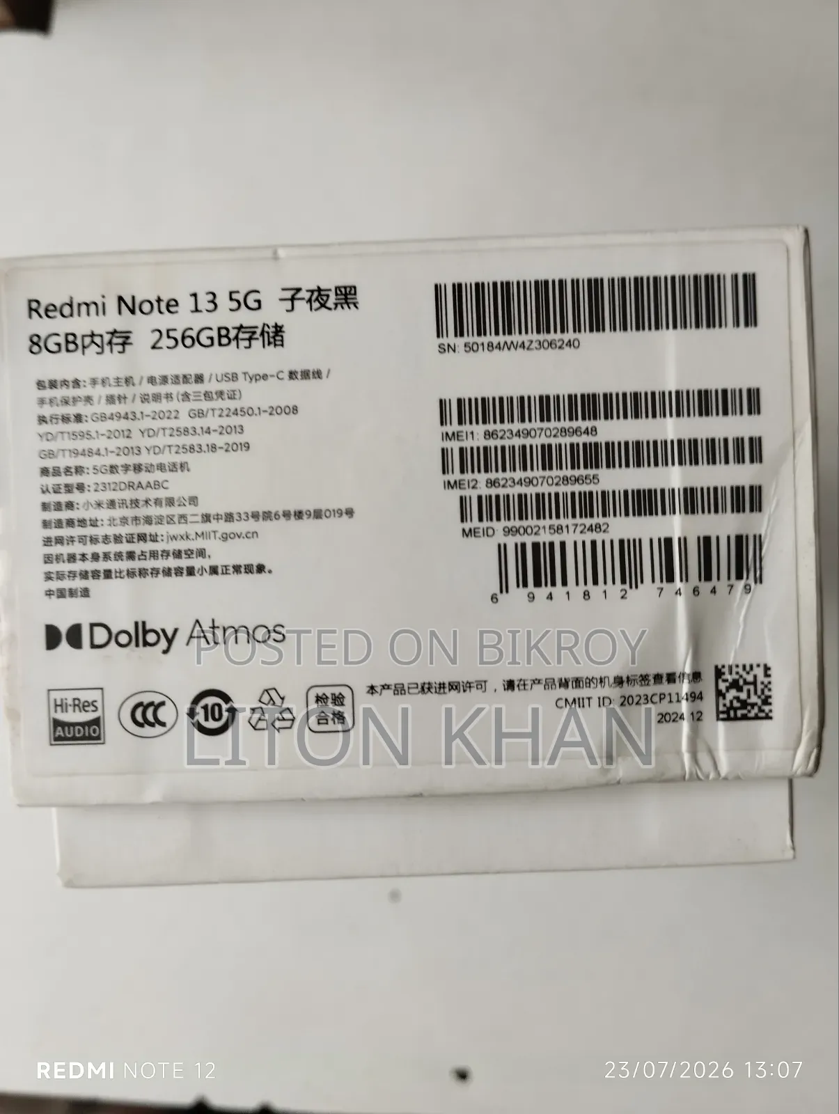 Xiaomi Redmi Note 13 256 GB Black
