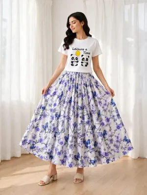 Linen Skirt and T-Shirt Set
