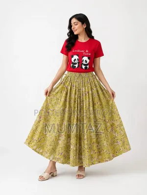 Linen Skirt and T-Shirt Set