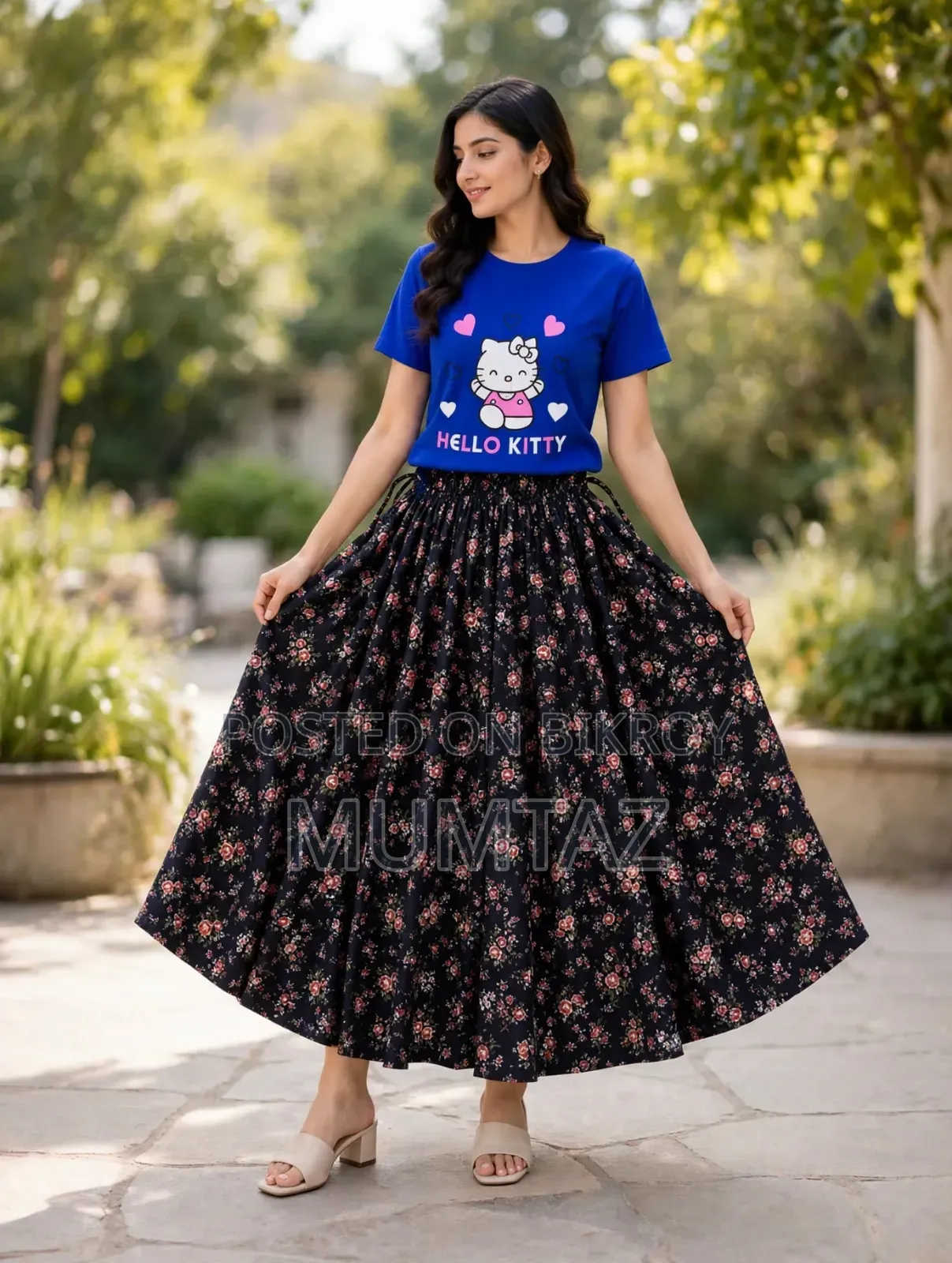 Linen Skirt and T-Shirt Set