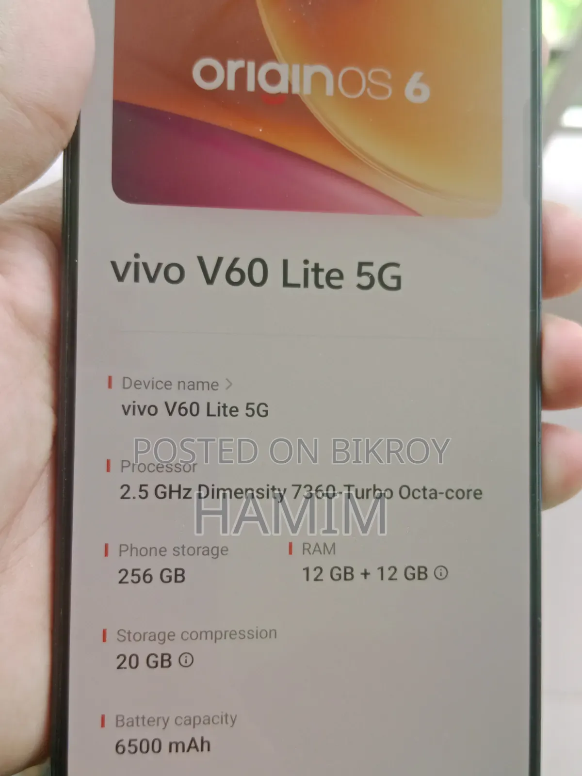 Vivo V60 Lite 256 GB Black