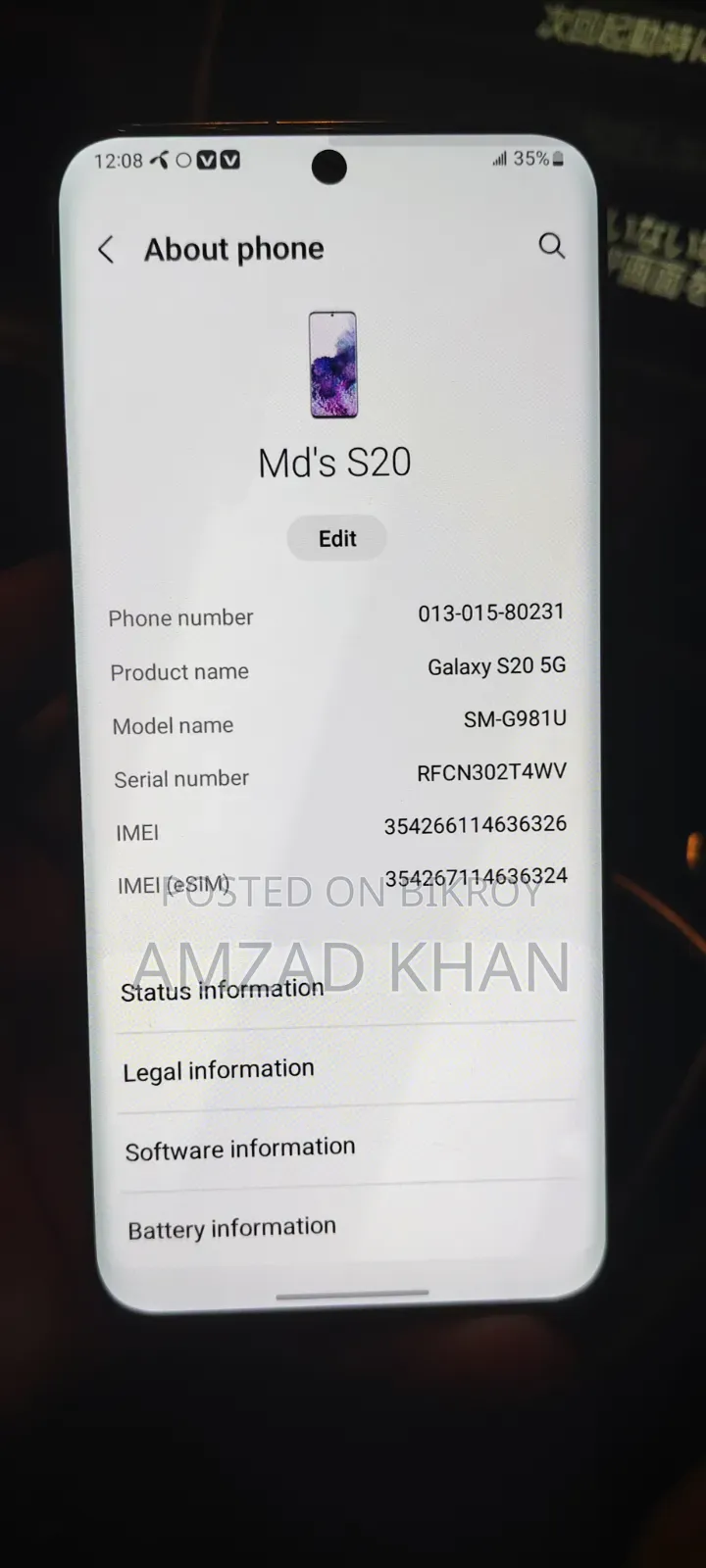 Samsung Galaxy S20 128 GB Silver