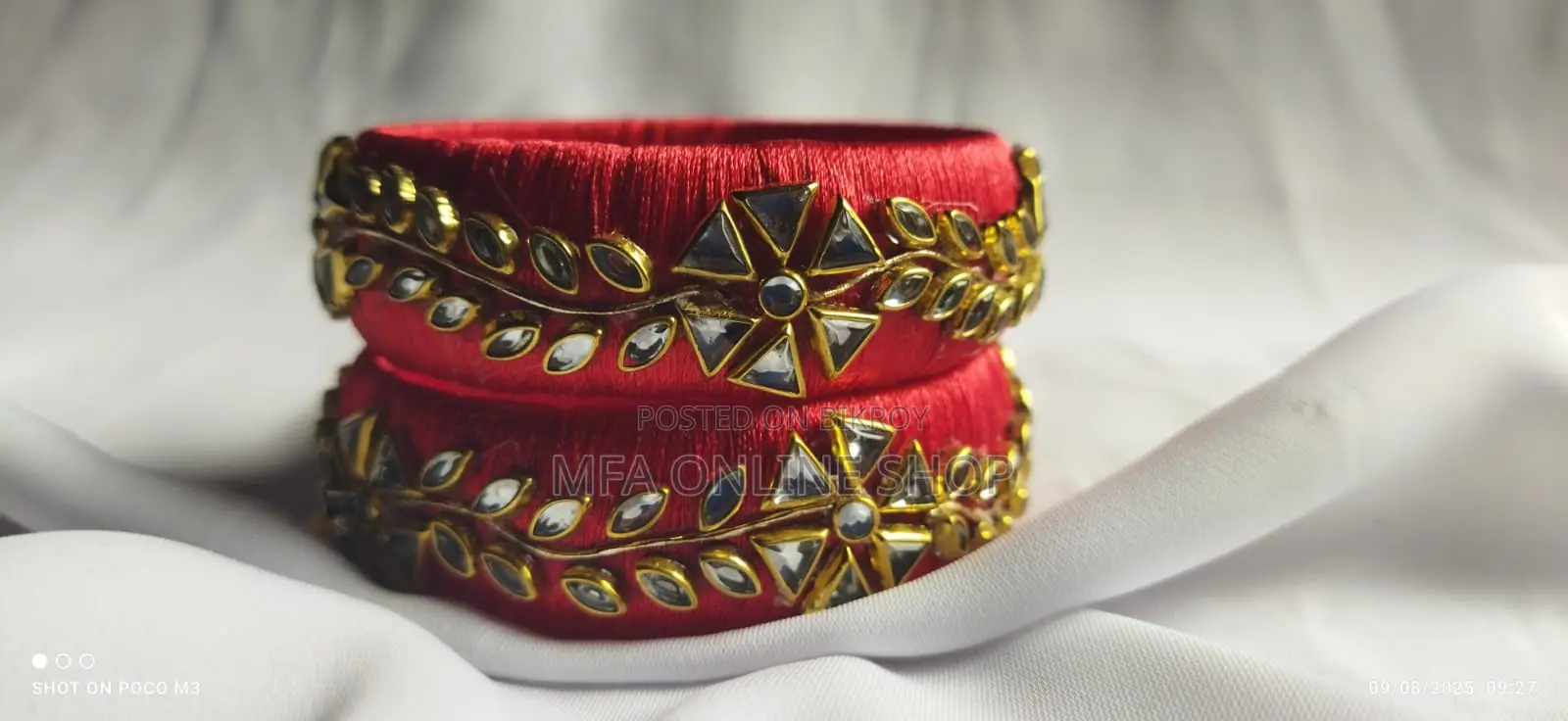 ২ পিস কুন্দন সিল্ক থ্রেড চুড়ি (2 PCS Kundan Silk Thread Bangles)