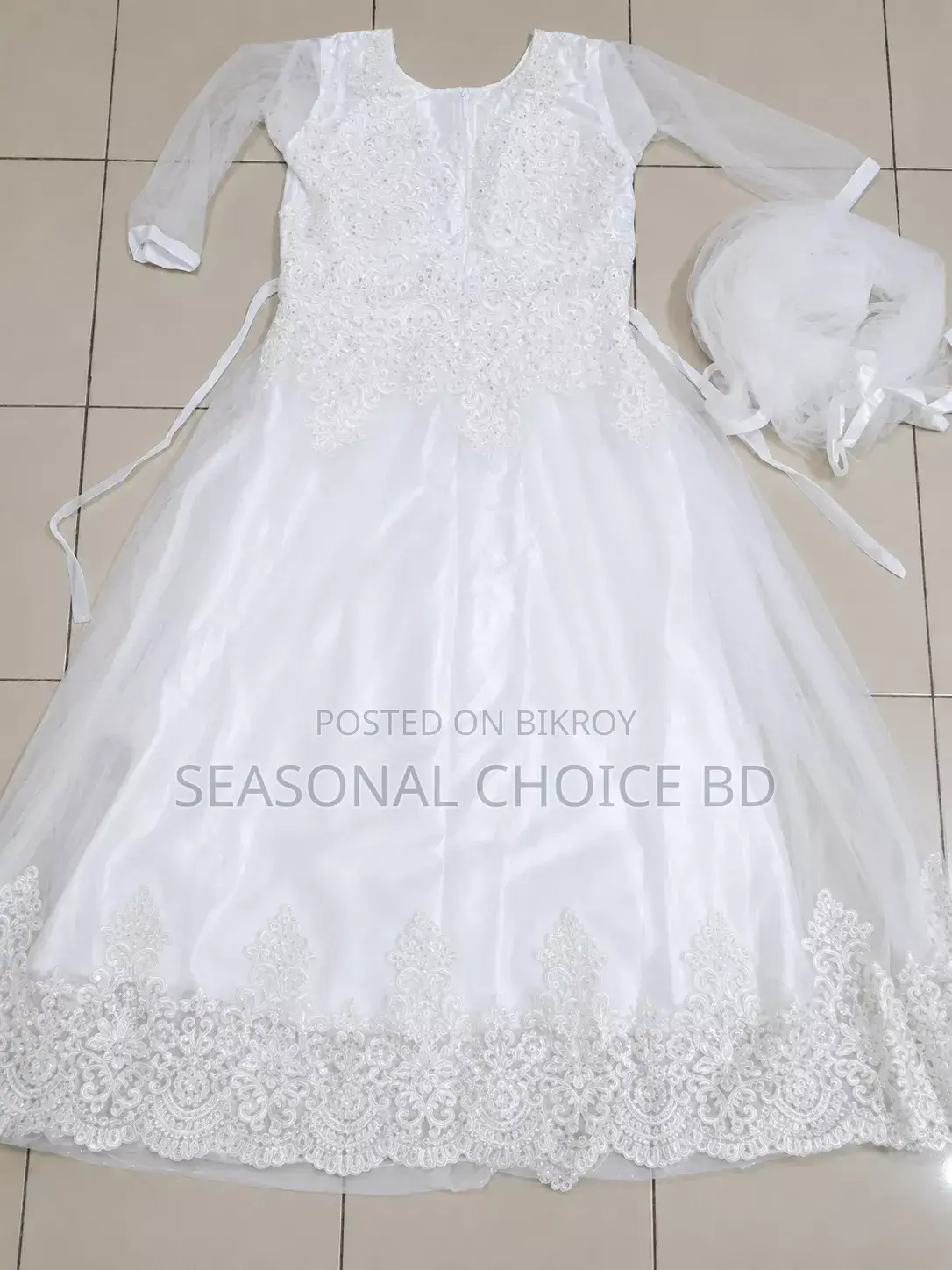 Beautiful White Embroidered Party Dress for Girls/Women