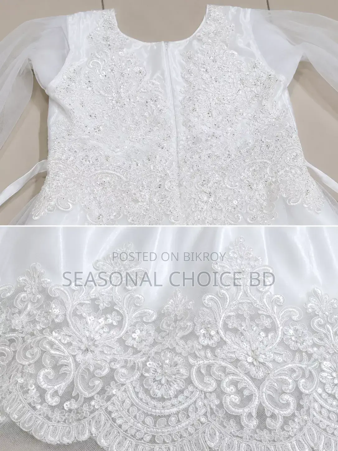 Beautiful White Embroidered Party Dress for Girls/Women