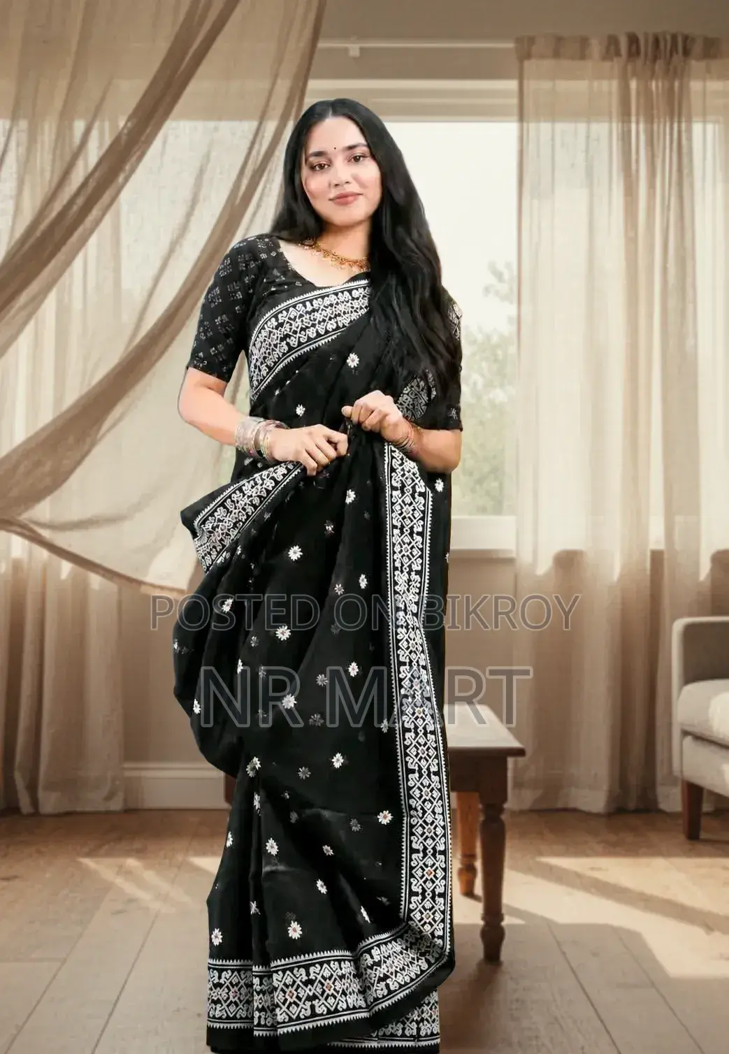 প্রিমিয়াম হাফ সিল্ক জামদানি প্রিন্ট শাড়ি
