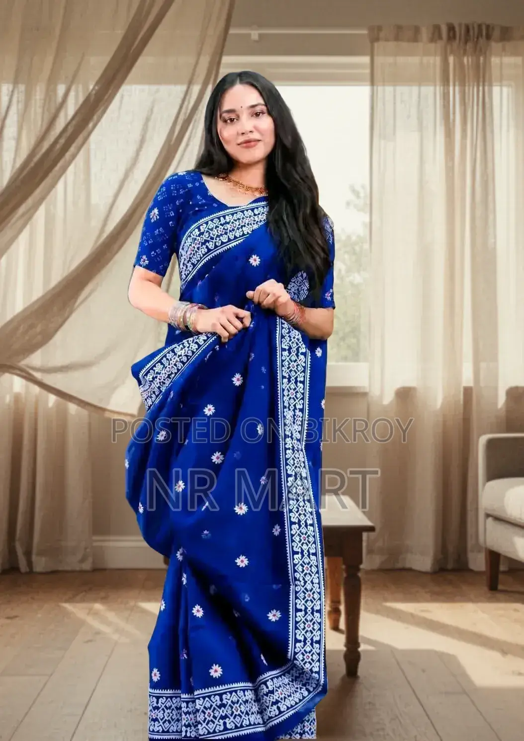 প্রিমিয়াম হাফ সিল্ক জামদানি প্রিন্ট শাড়ি