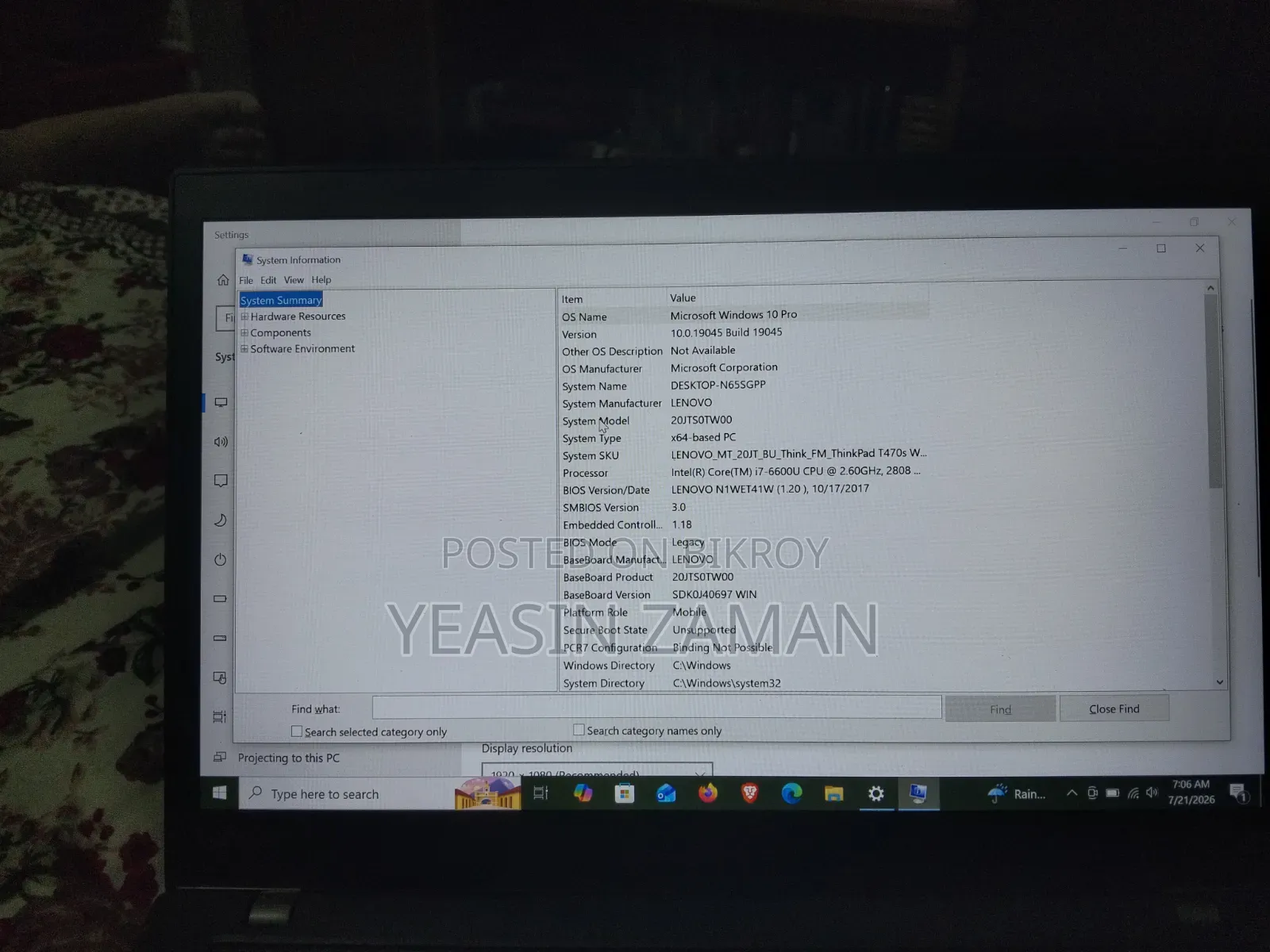 New Laptop Lenovo ThinkPad T470 8GB Intel Core I7 SSD 256GB