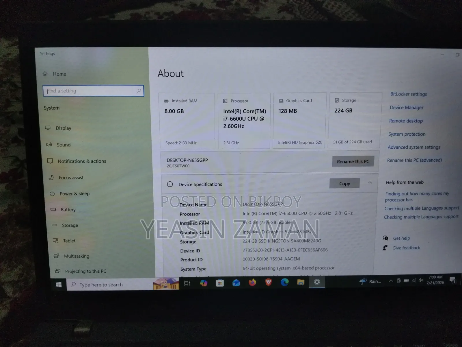 New Laptop Lenovo ThinkPad T470 8GB Intel Core I7 SSD 256GB